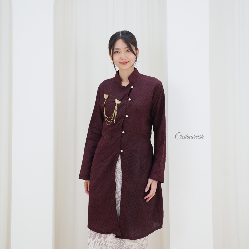 FOPE.DUSTYZ KAIA kebaya janggan batik dobby modern, atasan kebaya dobby batik