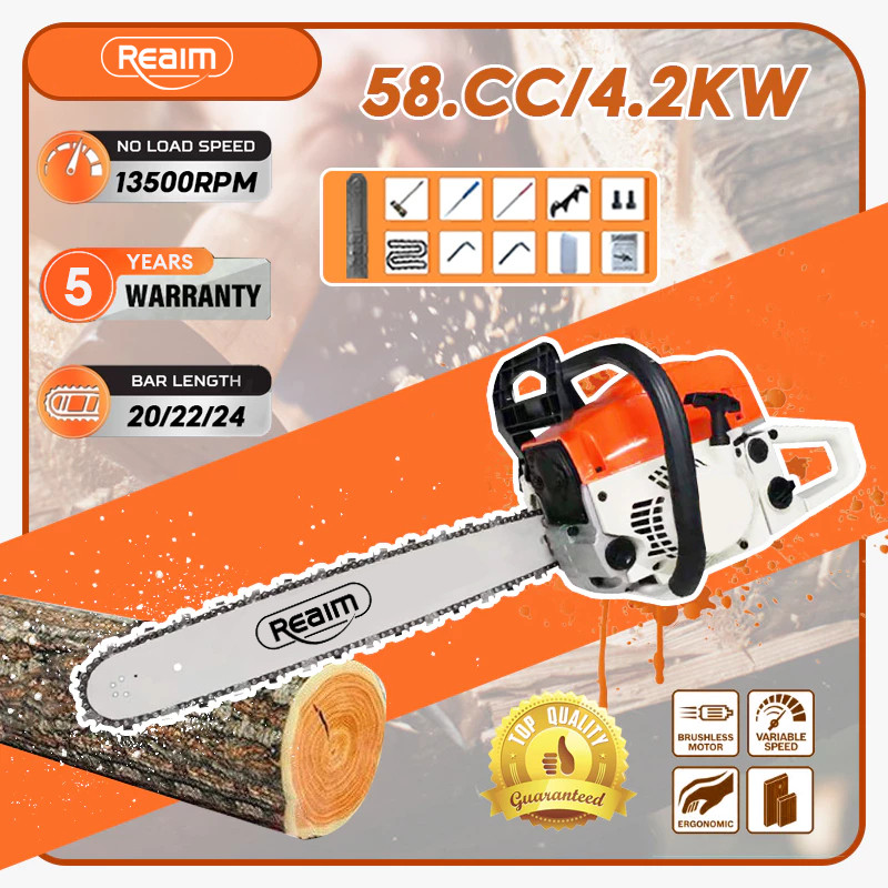 TERLARISREAIM Chainsaw Cordless 20 Inch 52CC senso Gergaji Mesin 2 / 4 Tak Untuk Mesin Potong Kayu M