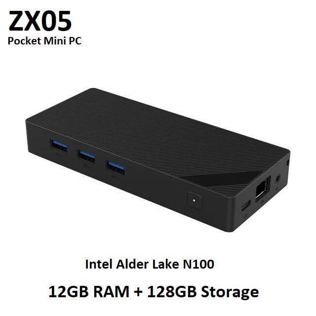 TOKONITA88 ZX05 Pocket Mini PC - Intel Alder Lake N100 - LPDDR5 12GB RAM SSD 128GB ROM