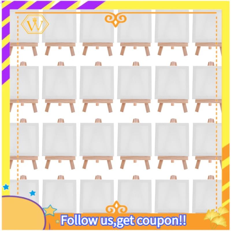 

Latest-24Set Artists 5 Inch Mini Easel +3 Inch X3 Inch Mini Canvas Set Painting Craft DIY Drawing Small Table Easel Gift