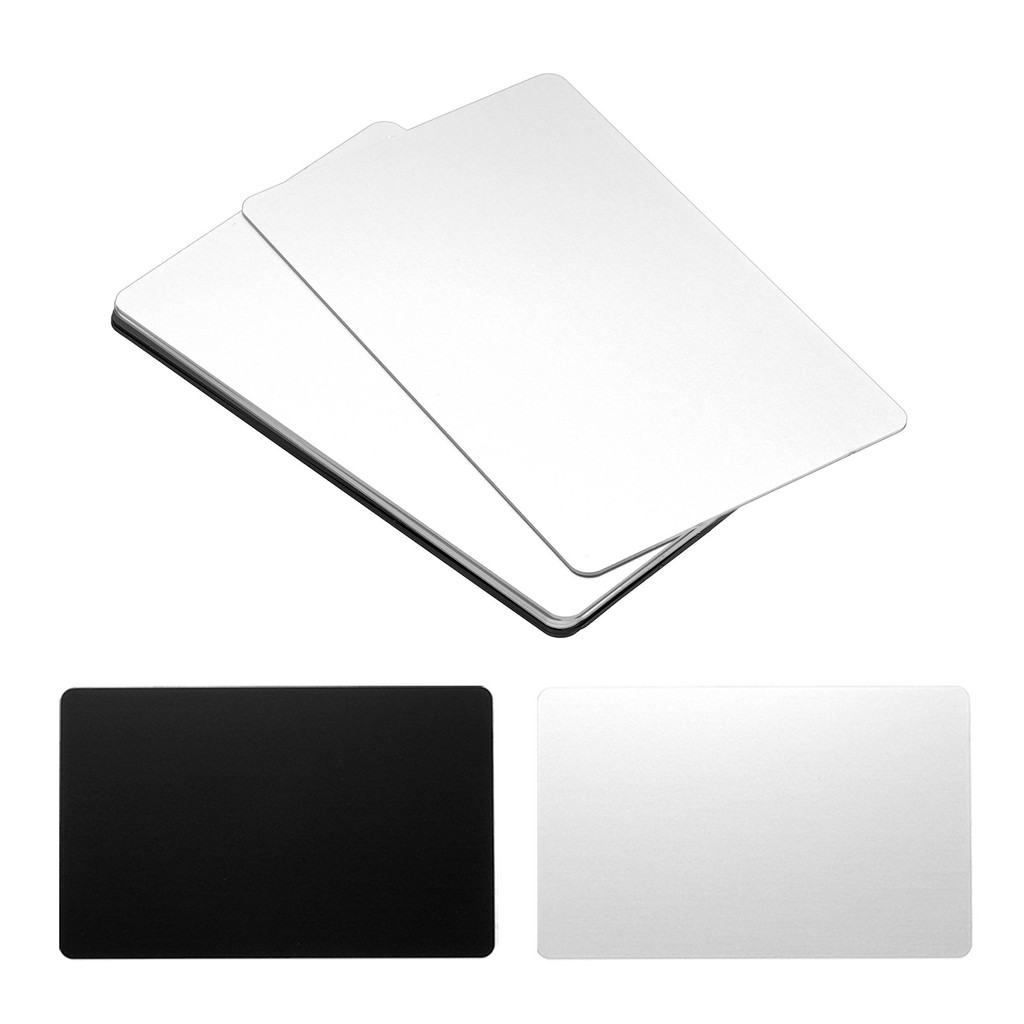 

6 Pack 0.8mm Metal Business Cards Blank Name Card Laser Engraving Anodized Aluminum for DIY Gift Cards, Black Silver