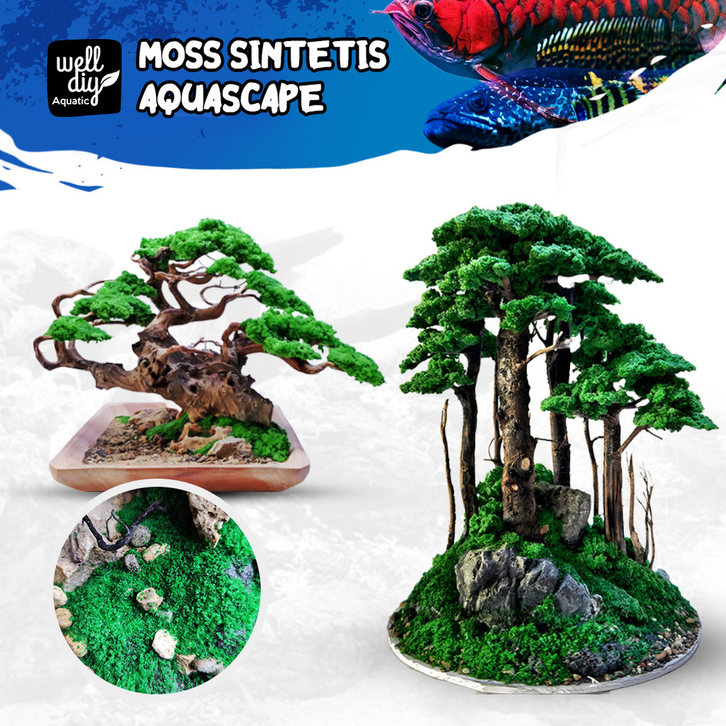 Lumut Moss Sintetis Artificial Aquascape Aquarium Terarium Paludarium Tahan Lama Anti Luntur