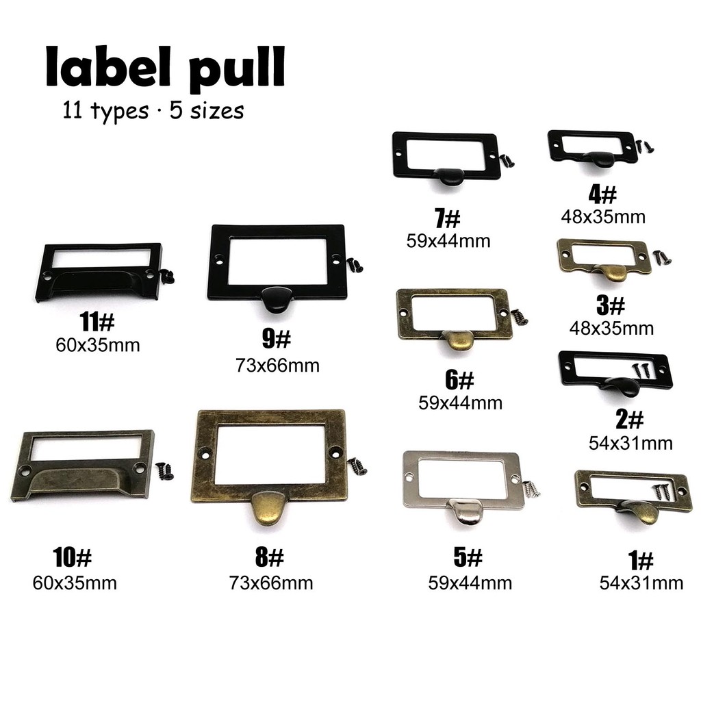 

6pcs Antique Retro Vintage Style Label Pull File Name Card Frame Holder Handle for Furniture Cabinet Drawer Jewelry Chest Box
