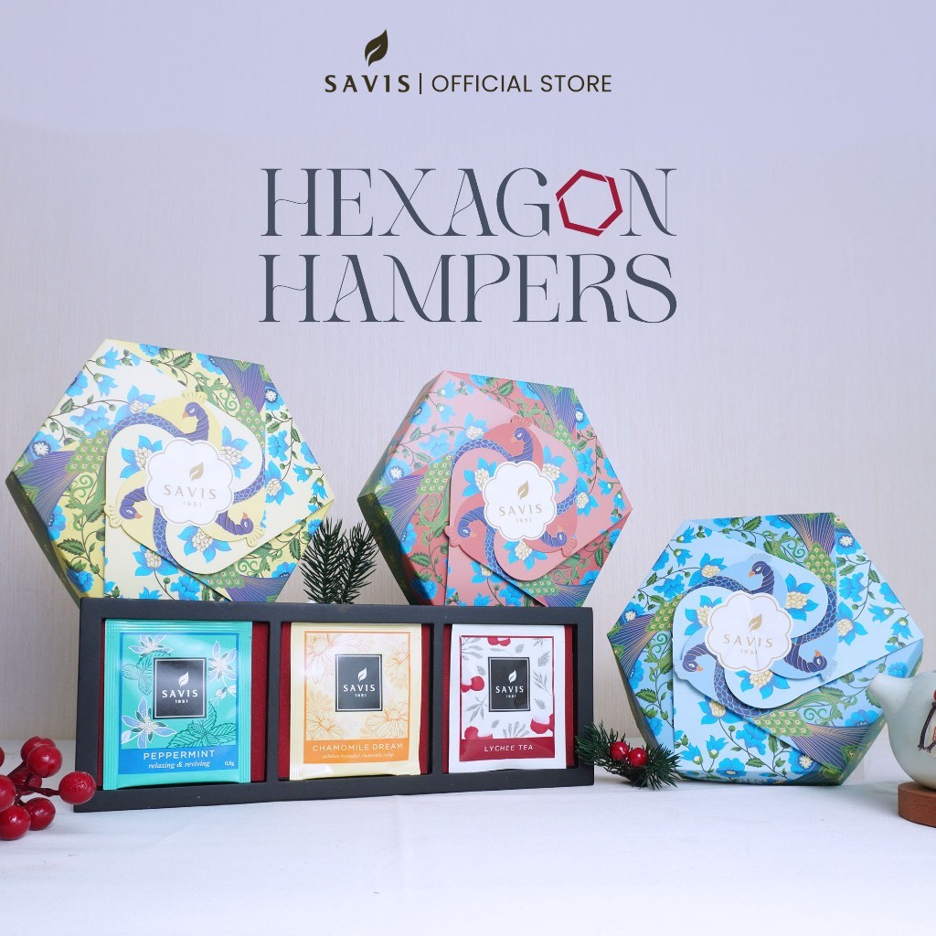 

SAVIS TEA PREMIUM HAMPERS HEXAGON - Euphoria Lunar Edition Paket Teh Premium 15 Varian Aroma Khas Rasa Unik Manfaat Alami Hadiah Imlek Kekharmonisan Keluarga