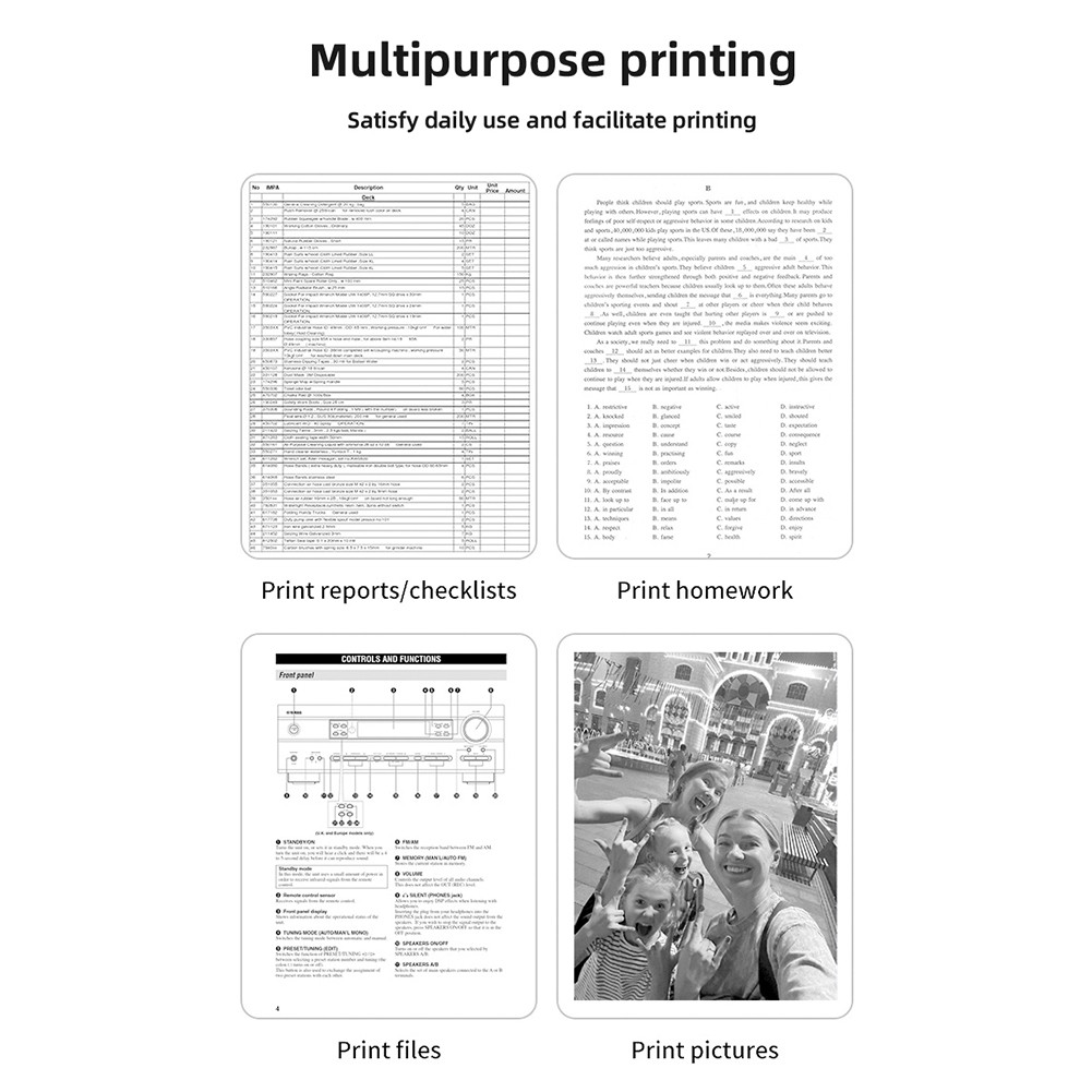 

A4 Portable Thermal Printer Inkless Bluetooth-Compatible Wireless Mobile Travel Printer Label Maker for Smartphone & PC