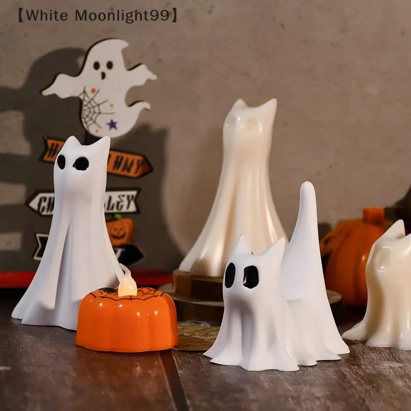 

〔White〕Halloween Ghost Cat Figurine Silicone Mold Candle Romatherapy Plaster Resin Molds Haunted Decor Halloween Decorations