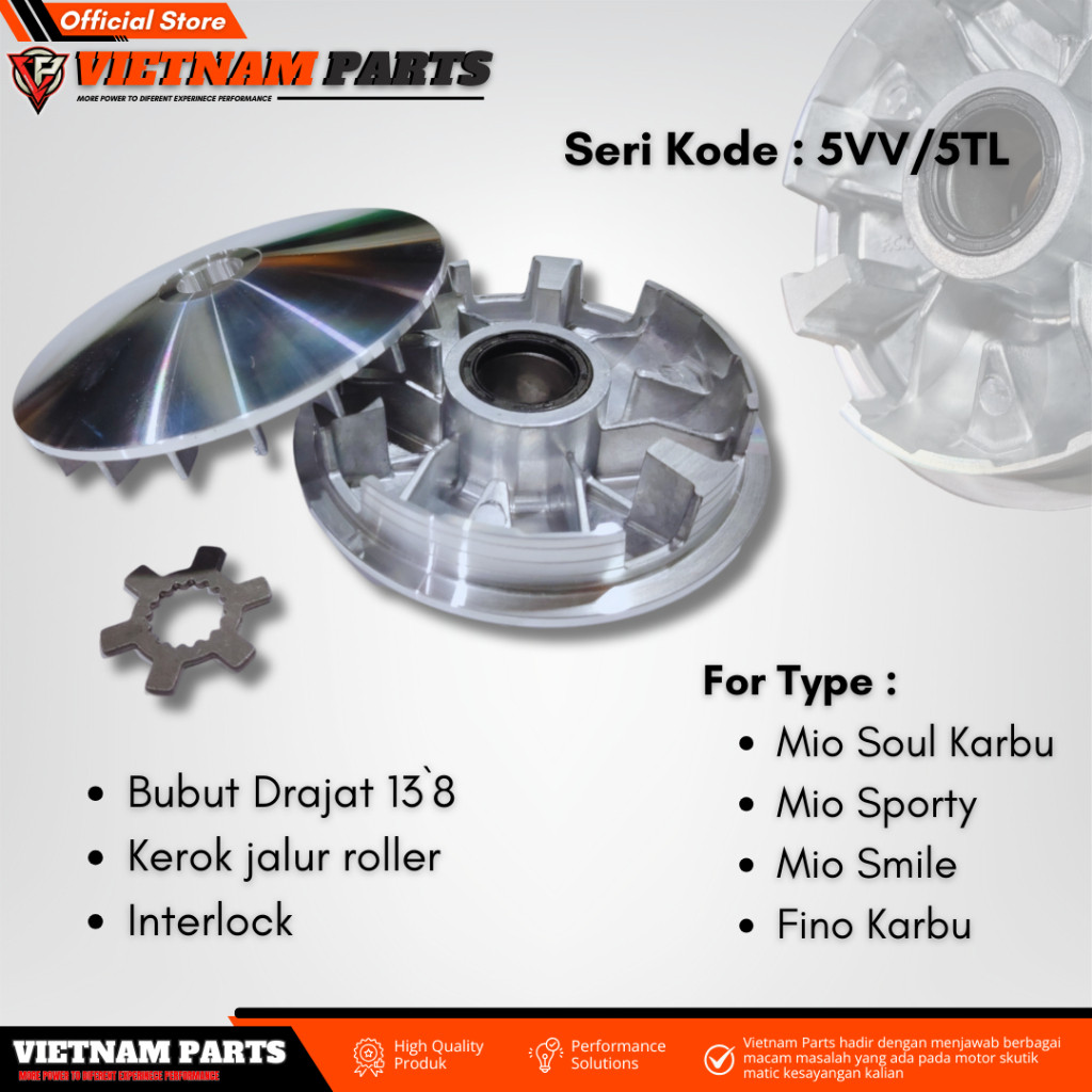 RAIN.SHOP Rumah Pulley Mio 5VV Pulley Custom Vietnam Parts Mio Smile Mio Sporty Fino Karbu Mio Soul 