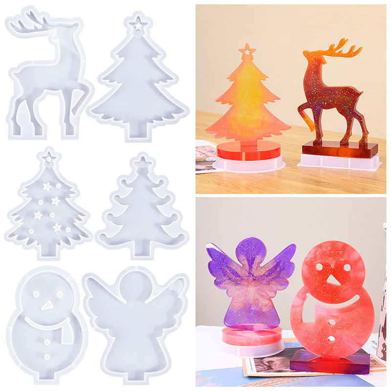 

DIY Epoxy Series Ornament Silicone Mold Tree, Deer, Snowman, Angel, Candle Holder, Table Top Setting, Making Mould