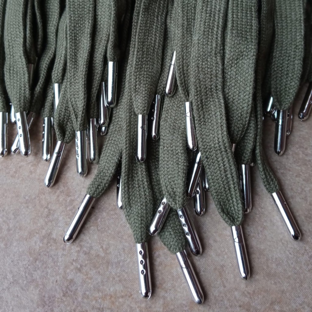 Tali Hoodie Hijau Army Premium Katun Flat Ujung Aglet Besi prbu srz