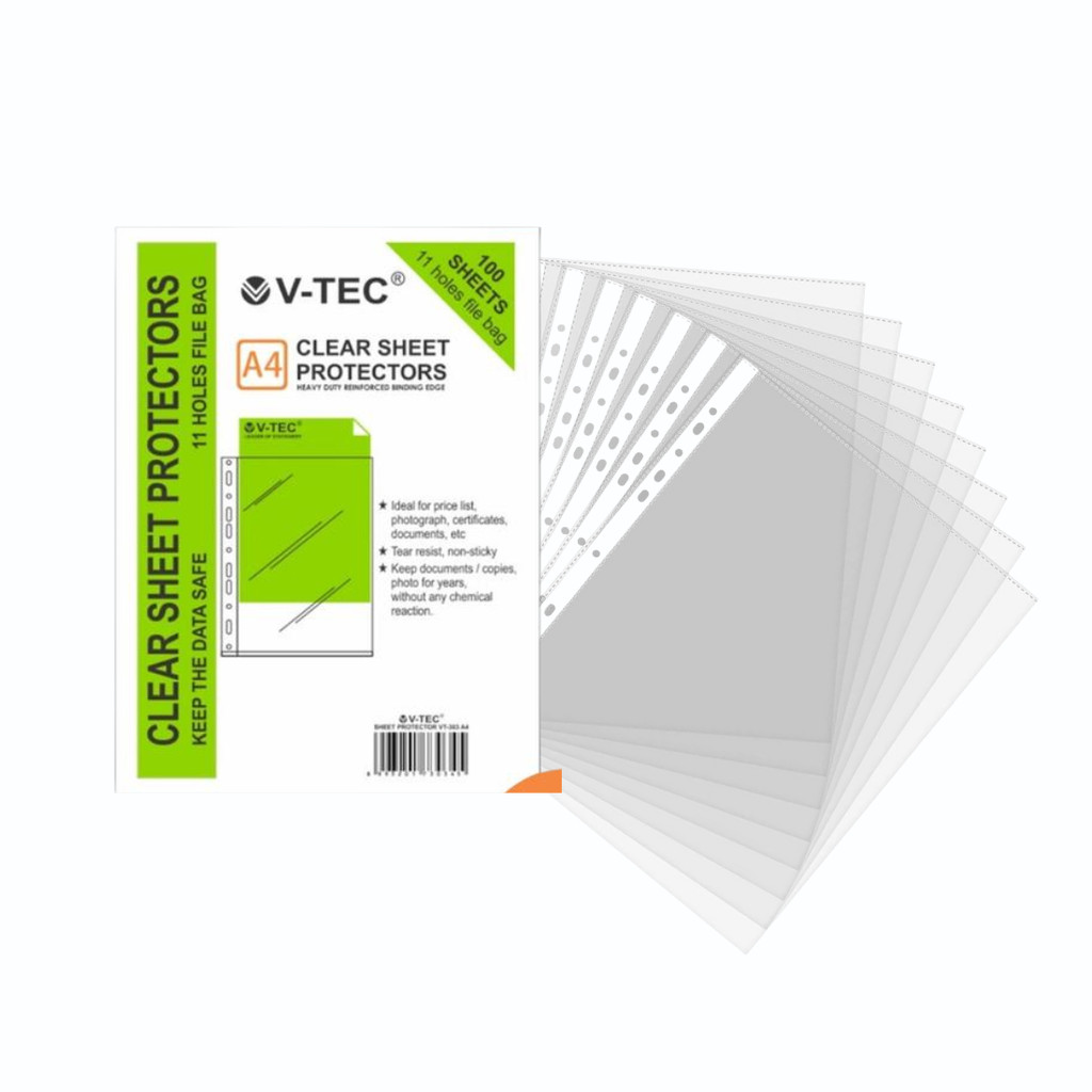 

[ATK88] 1PAK Sheet Protector V-Tec A4 Isi 100 Pcs / Map Plastik Dokumen Ordner Binder