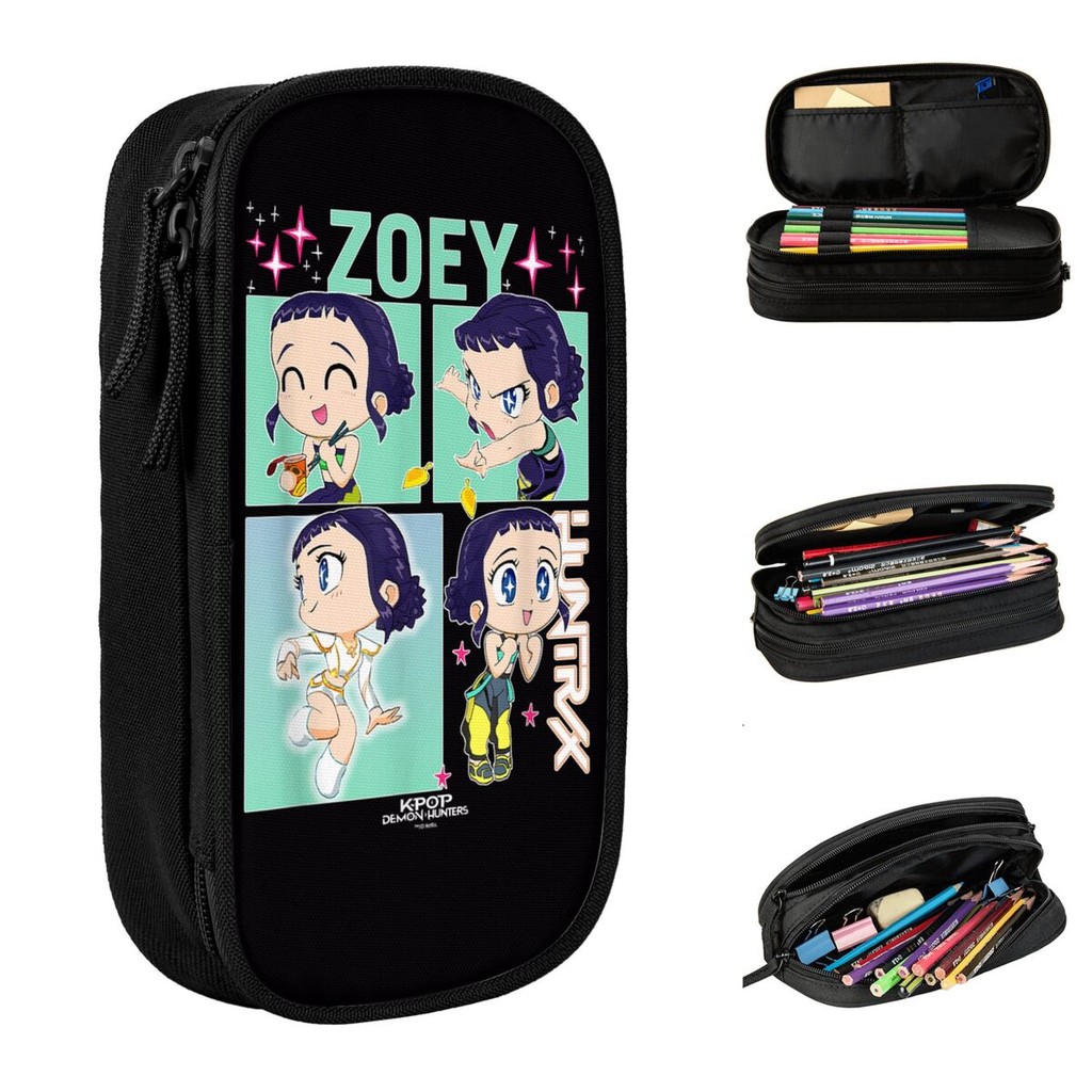 

Zoey Huntrix Kpop Demon Hunters Cartoon Style Pencil Case Students Pencil Pouch Graphic Back To School Pencil Cases Stationery