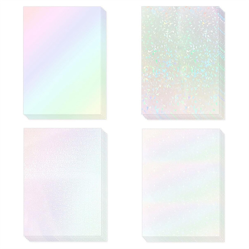 

A34M-20 Sheets Holographic Sticker Paper A4 Size Vinyl Lamination Stickers Film Waterproof Self Adhesive Laminate Sticker Durabl