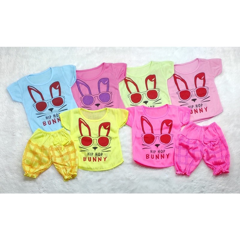 OKHI - DVD - Pakaian bayi perempuan 0-12 bulan Stelan Anak Bayi Hip - Hop Bunny