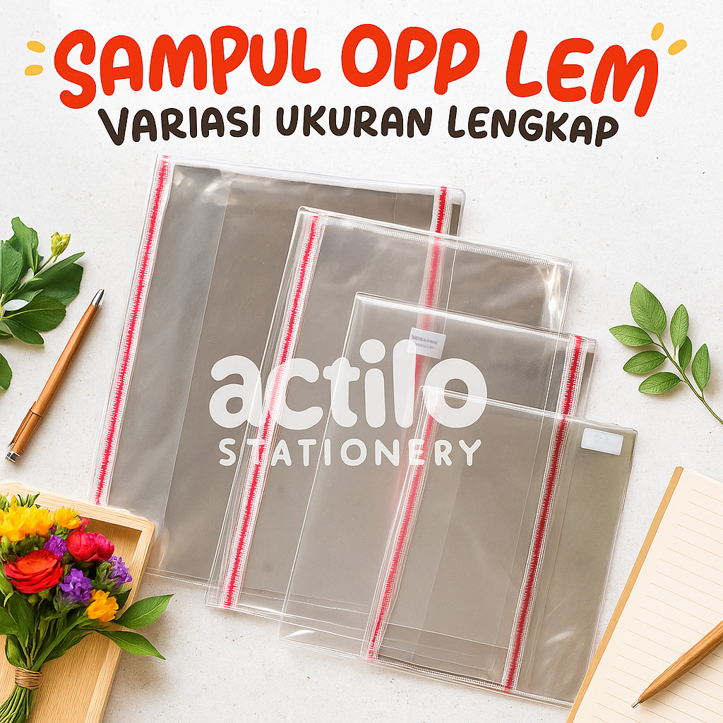 

SON Sampul Buku Plastik OPP + Lem Seal Tebal Dengan Perekat Kwarto Boxy Lks Folio Isi 20 Lembar