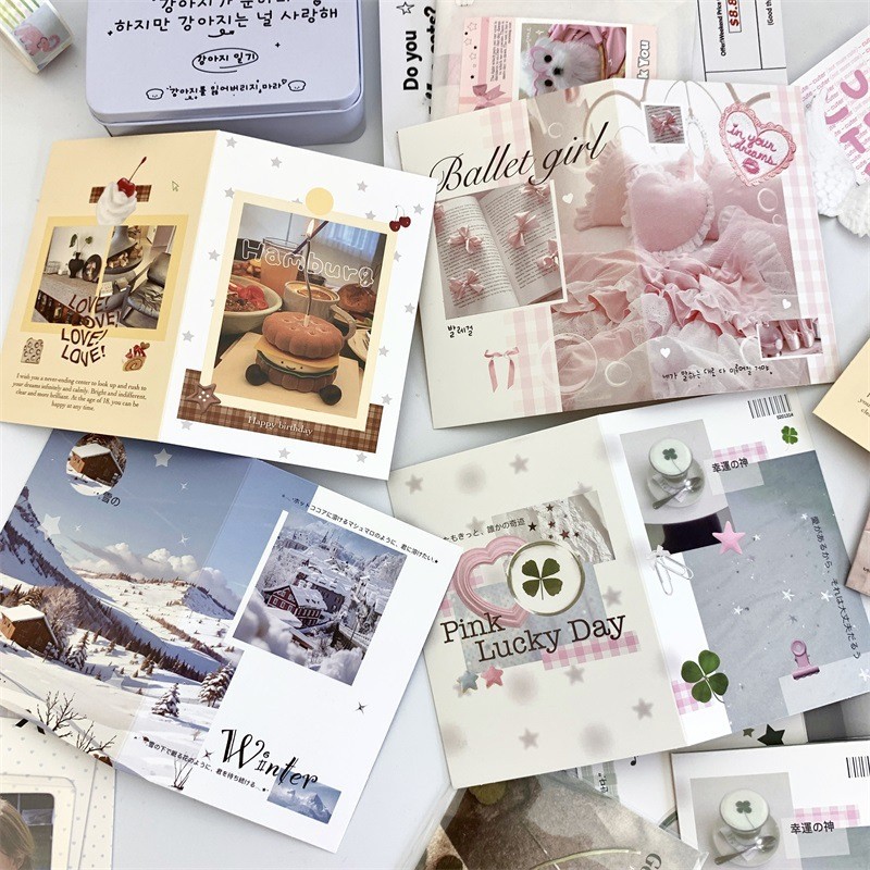 

10pcs/set Retro Japanese Clover Photocard Package Craft Paper DIY Decor Kpop Photocard Cover Case Sweet Fashion Photocard Holder