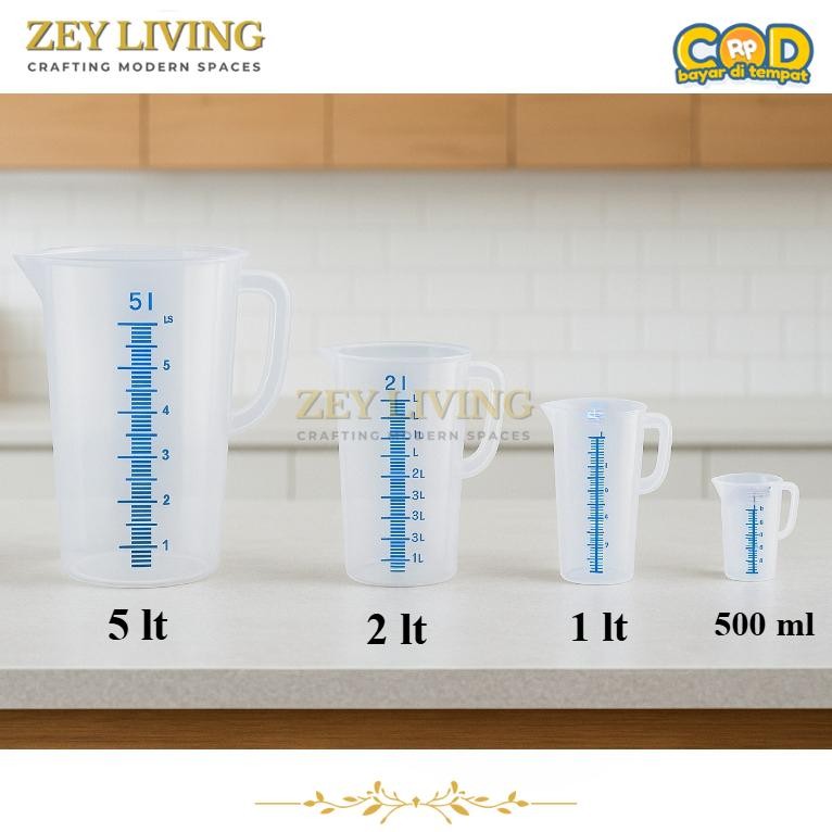 〖ZEY〗 Gelas Takar 250 ml – 500 ml – 1000 ml – 2000 ml – 3000 ml – 5000 ml | Gelas Scarlett Greenleaf
