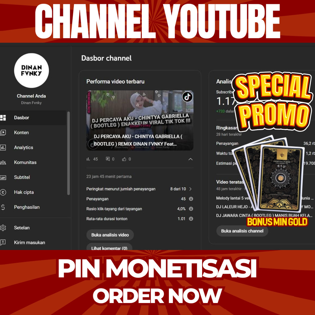 ADSENSE PIN YOUTUBE SIAP PAKAI BIAR CEPAT GAJIAN