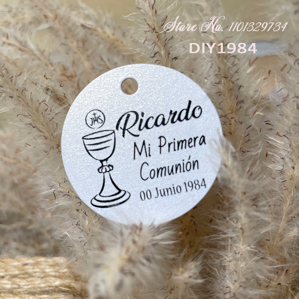 

Customized First Communion Tag / Mi Primera Comunion for invitation for Girls Boys bible religious Baptism invitation