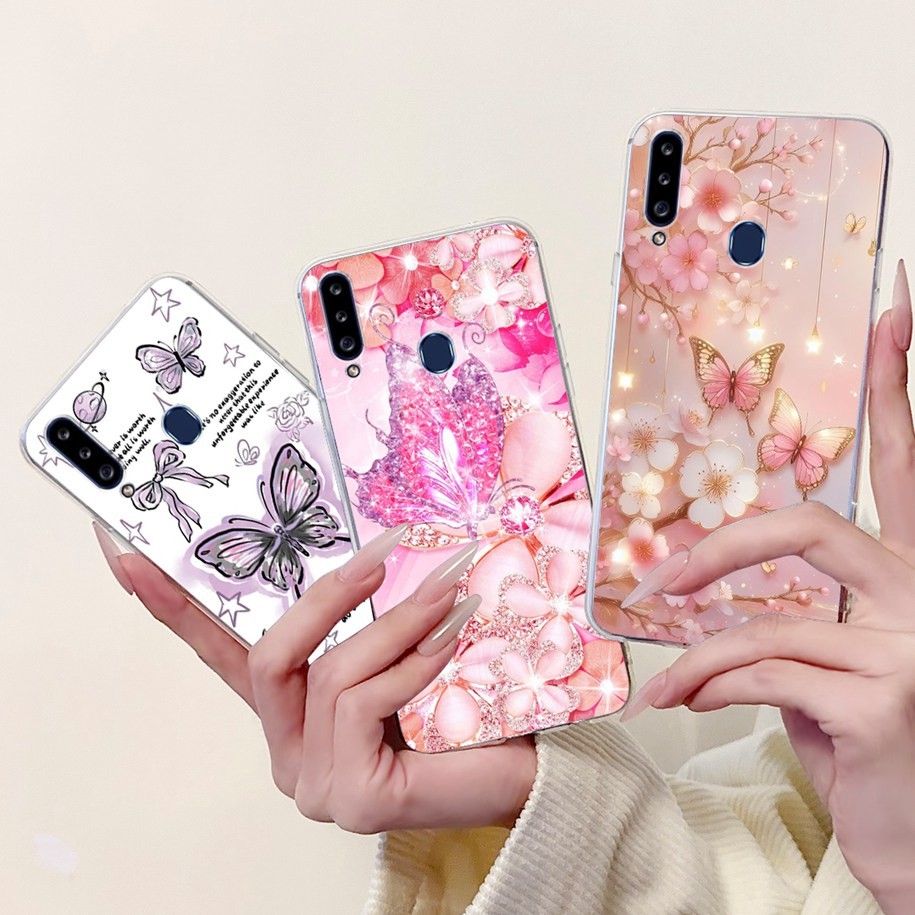 Case For Samsung Galaxy A20 A20e A20s Cover Fashion Flower Butterfly Soft Silicone Clear Bumper For 