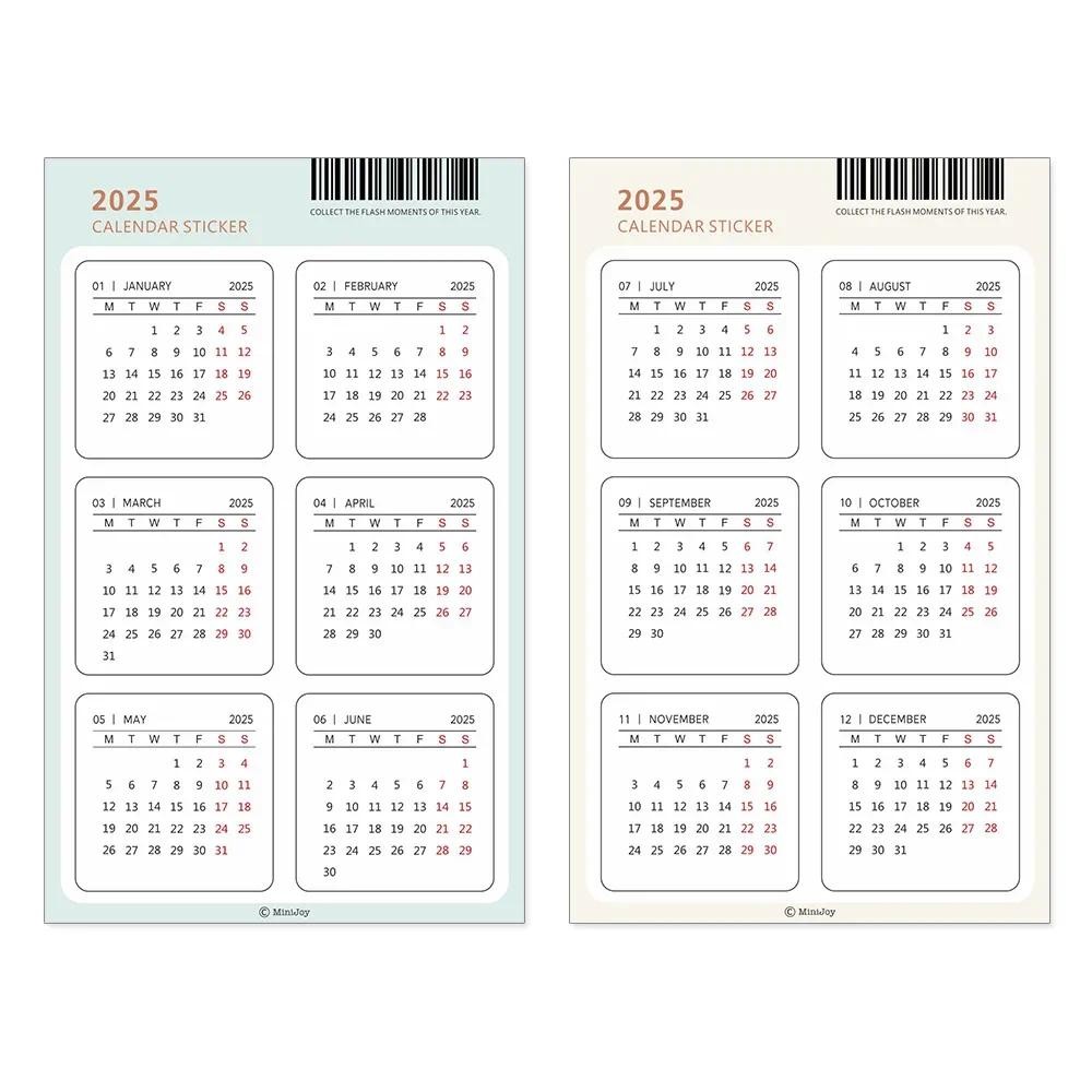 

Fromthenon 2025 Calendar Stickers Traveller's Notebook Planner Journal Annual Calendar Stickers Office Stationery Supplies