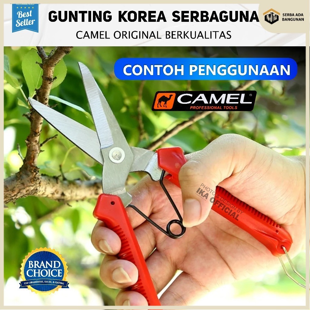 

SAB CAMEL Gunting Serbaguna Korea Holo Merah / Gunting Korea Serbaguna HOLO HOLLOW SENG BAJA RINGAN / Gunting Dahan Lurus Seng Kawat