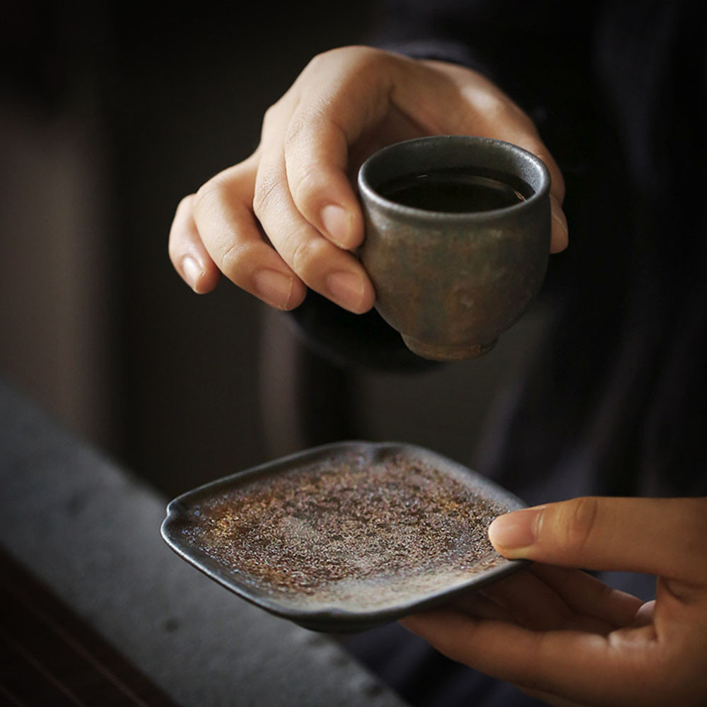 Chinese Coarse Ceramic Coaster Ceramic Insulation Pad Retro Cup Holder Chinese Household Small Tea H