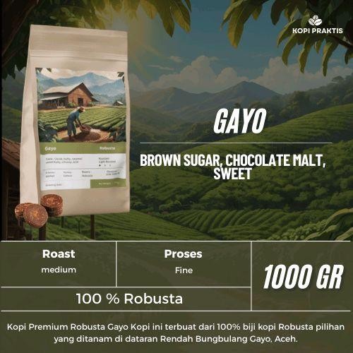

ROASTED BEANS ROBUSTA GAYO 1000 GR | 1 KG | BIJI KOPI SANGRAI | Coffee - GILING HALUS