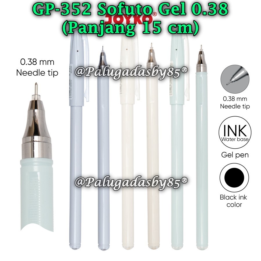 

(1 Pak Isi 12 Pcs) GROSIR Gelpen JOYKO GP-352 Sofuto Gel 0.38 Hitam / Joyko GP352 (1 Pak Isi 12 Pcs)