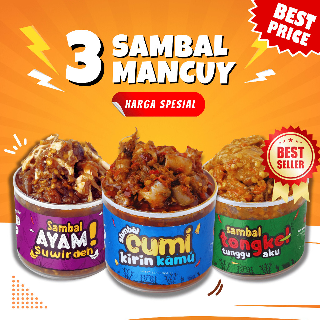 

Sambal Mancuy - Paket Hemat Mantap isi 3 pcs Sambal - sambal cumi - sambal tongkol -sambal teri dll