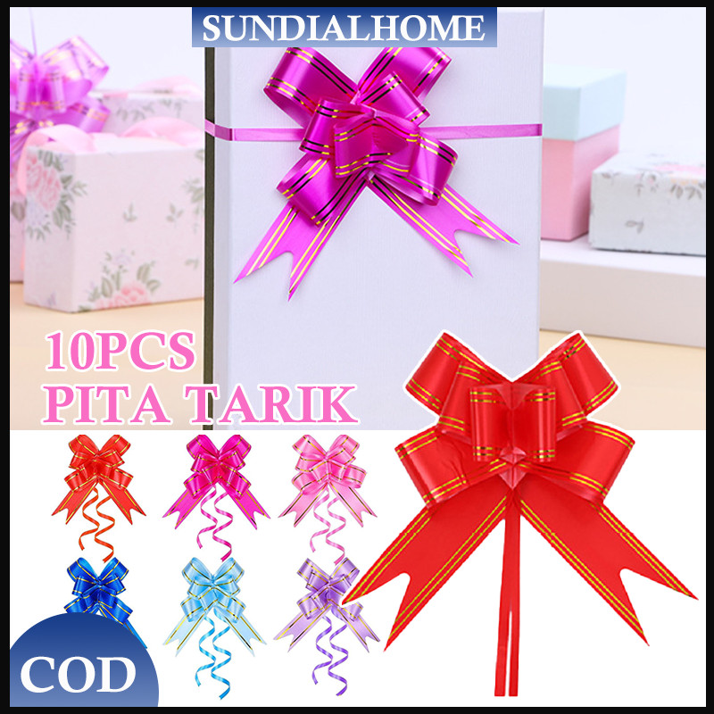 

10PCS Pita Tarik Pita Serut/Pita Serut Atau Tarik List Gold/Pita Hiasan Kado & Dekorasi Hiasa Parcel