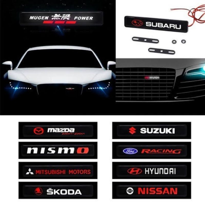 Emblem Grill Mobil Lampu LED Logo Grill Mobil Universal Toyota Honda - Ford