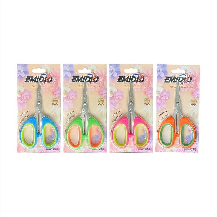 

[Tokome23] COD | NA EMIDIO Gunting Gagang Karet Warna Kecil Sedang Besar / Gunting Kertas Stainless