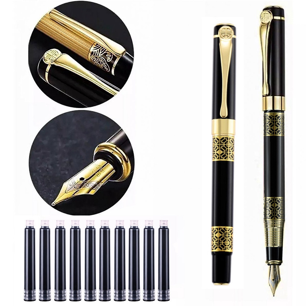 

Set 11 Pcs Pulpen Fountain Retro Logam Kaligrafi 0,5mm Nib Desain Klasik Vintage Hadiah Vintage untuk Menulis Alat Tulis Sekolah & Kantor