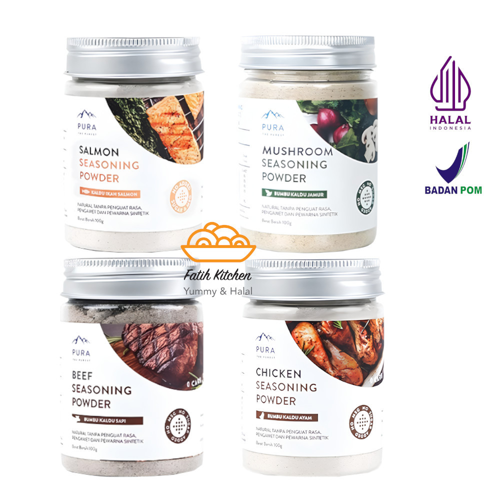 

PURA Kaldu Ayam, Salmon, Sapi, Jamur 100 gr Tanpa MSG & Gula Tambahan Bumbu Serbaguna Cocok untuk MPASI
