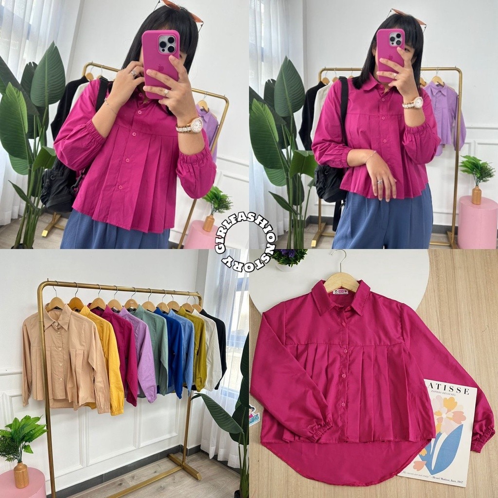 WILLSHA - ZFS OOTD WANITA KEMEJA SENA / TAFA TOP / Outfit Kemeja Crop Lengan Panjang / OOTD Kemeja R