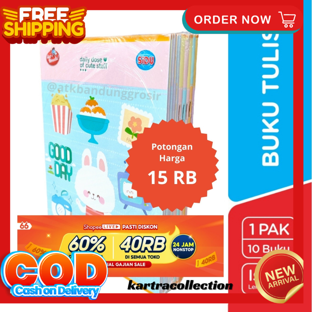 

[Krt] Buku Tulis Sinar Dunia 38 Lembar (SIDU) Ukuran Qwarto Cover Random - pack (10 buku)