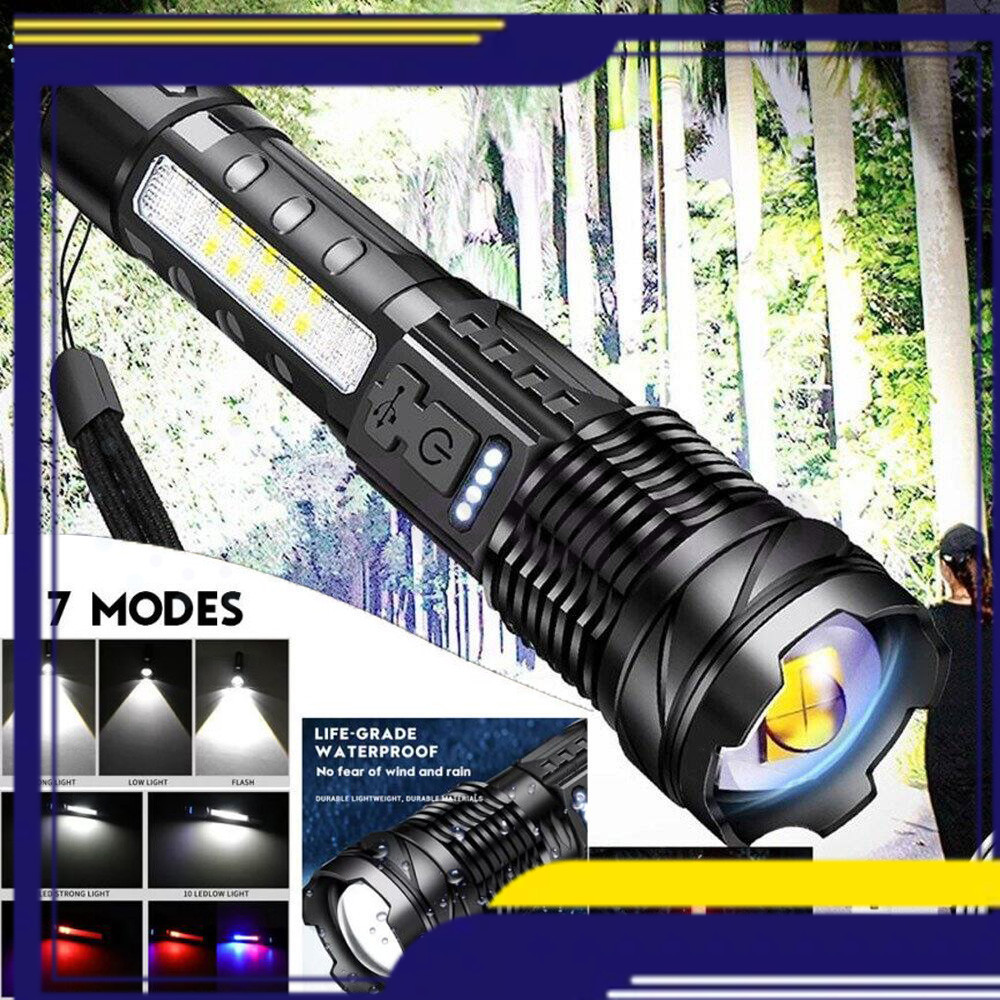 Senter Swat Police Terbaik / zoom 7 mode cahaya senter/Senter Led Rechargeable /Senter led a76 jarak