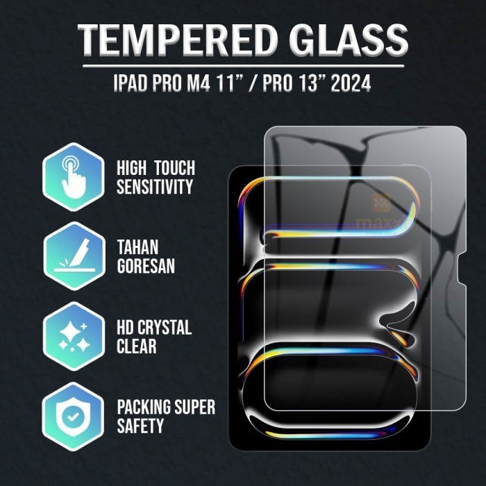 IPad Pro M4 11 13 Inch 2024 WiFi 5G Gen 5 7 5th 7th Tempered Glass TG Pelindung Kaca Anti Gores Tabl