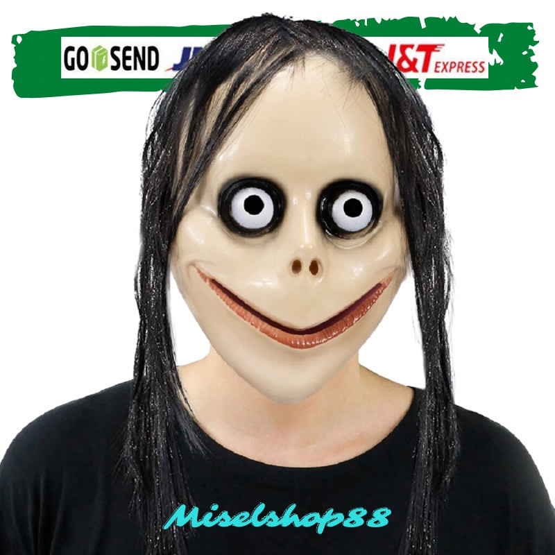 Topeng Hantu Momo Halloween Seram Rumah Hantu Prank Cosplay Scary Mask