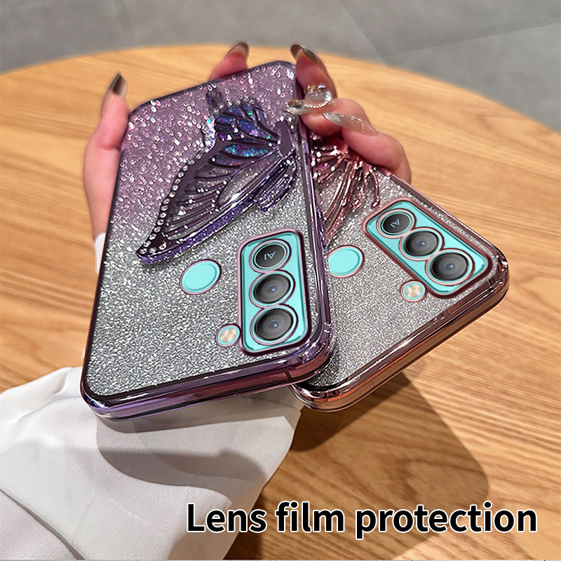 Phone case casing Tecno Pop 8 / Pop 7 / Pop 7 Pro / Pop 5 Pro / Pop 5 LTE Back cover with diamonds b