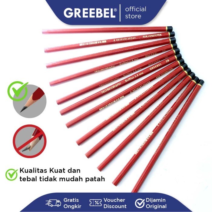 

promo ✨ -GREEBEL PENCIL 2B 7019 (12 PCS)/Pensil Kayu Graphite utk Ujian&Gambar