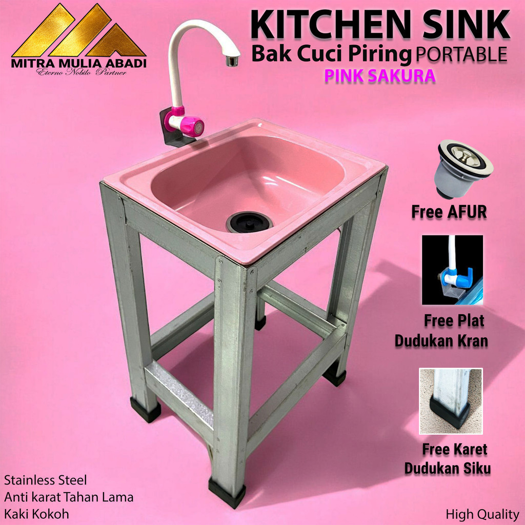 Bak Cuci Piring Pink Portable Baja Ringan Uk 50cm Portabel Kitchen Sink Afur - Wastafel Portable Cuc