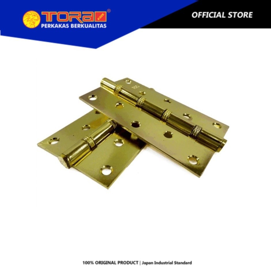 TORA Engsel Besi 5 Inch x 3 cm x 2.1 mm NB & GP - Hinges Polished Nickel & Brass