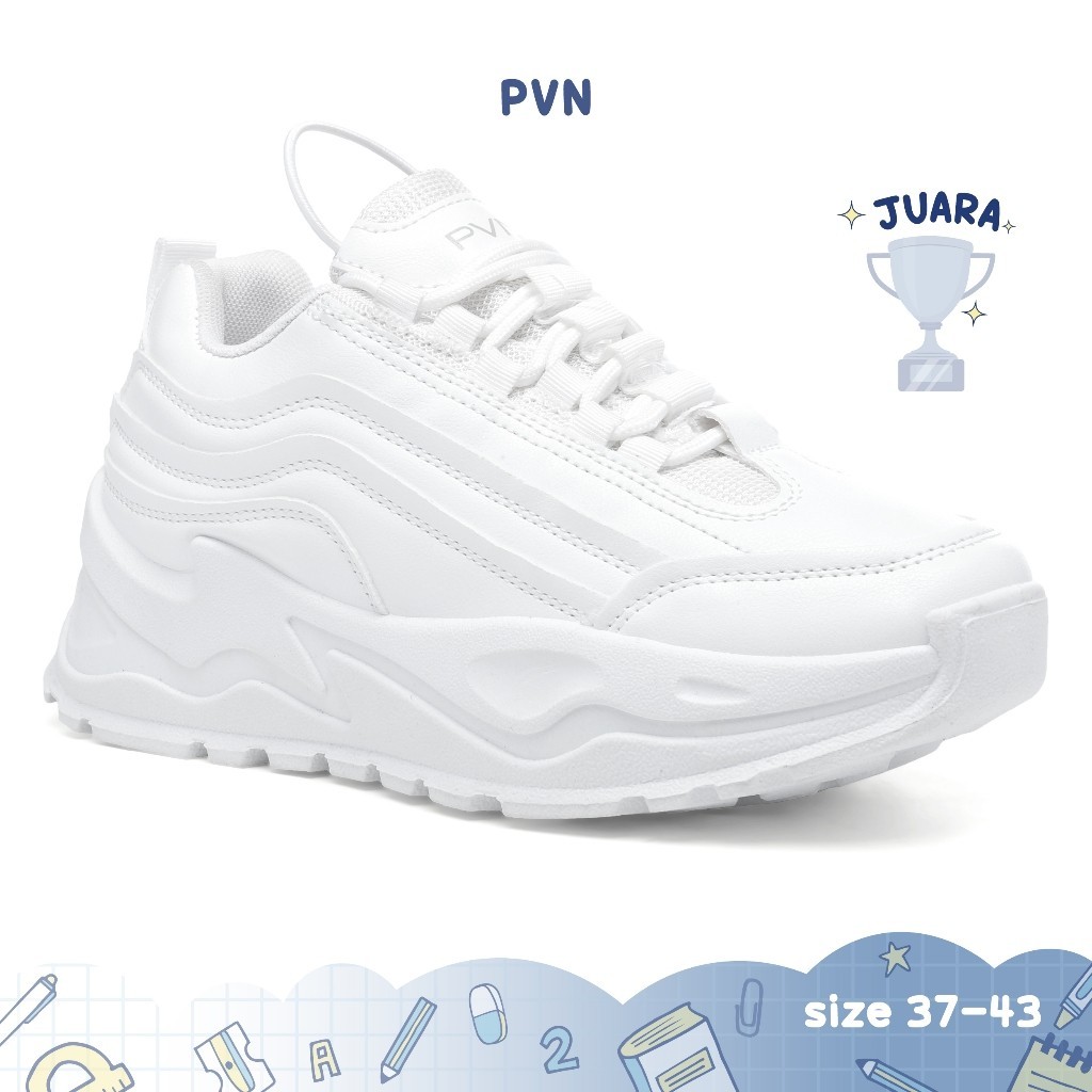 PROMO PVN Taecyeon Sepatu Sneakers Wanita Putih Hitam Krem Kasual Sport Shoes White Black 234