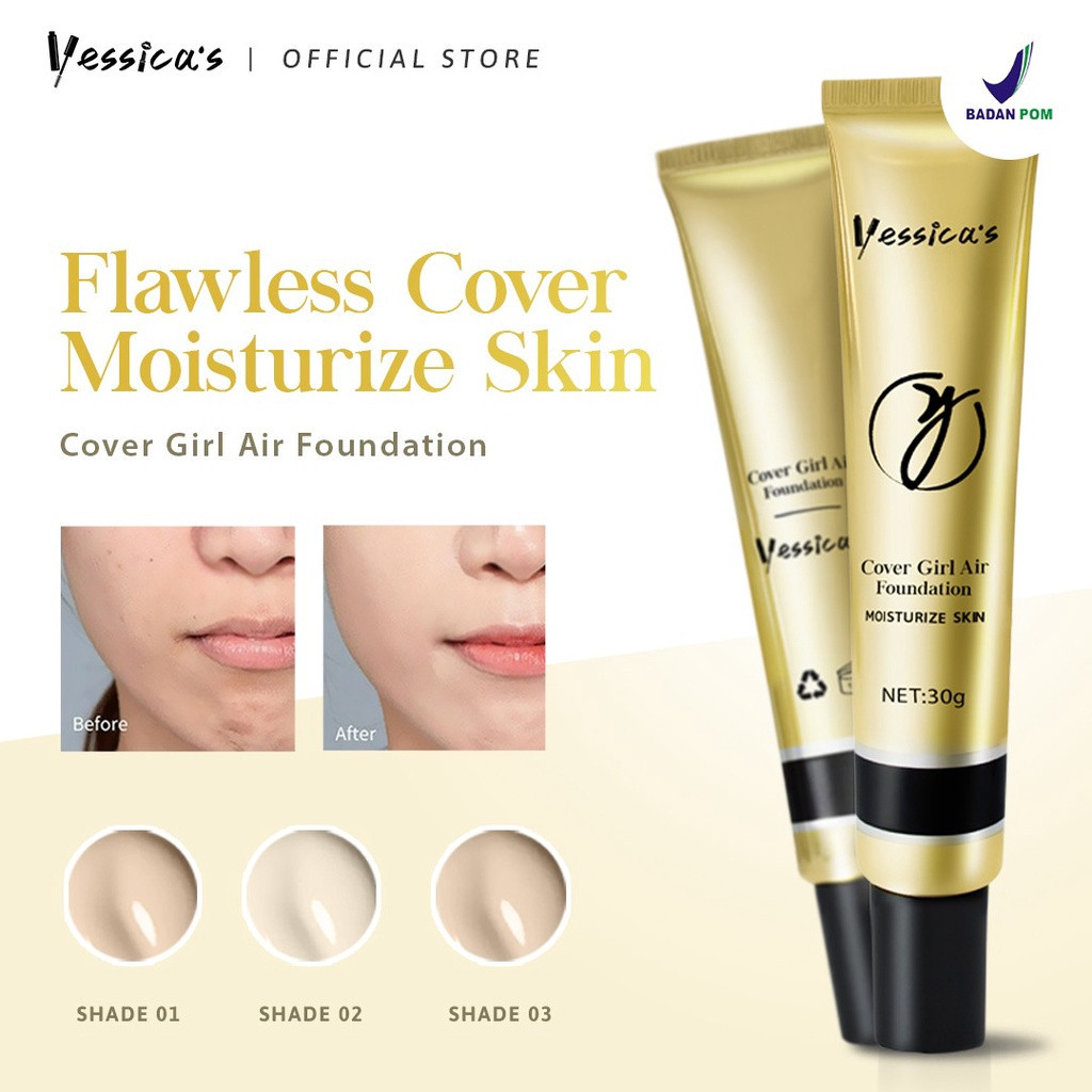 YESICA FOUNDATION  Yessica's  Waterproof Foundation Cover Girl Air Moisturize skin Yessica 30gr