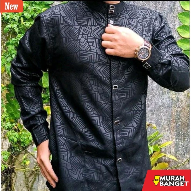 abaya shopee haul 2024 kemko embos kemeja Koko baju muslim pria terbaru