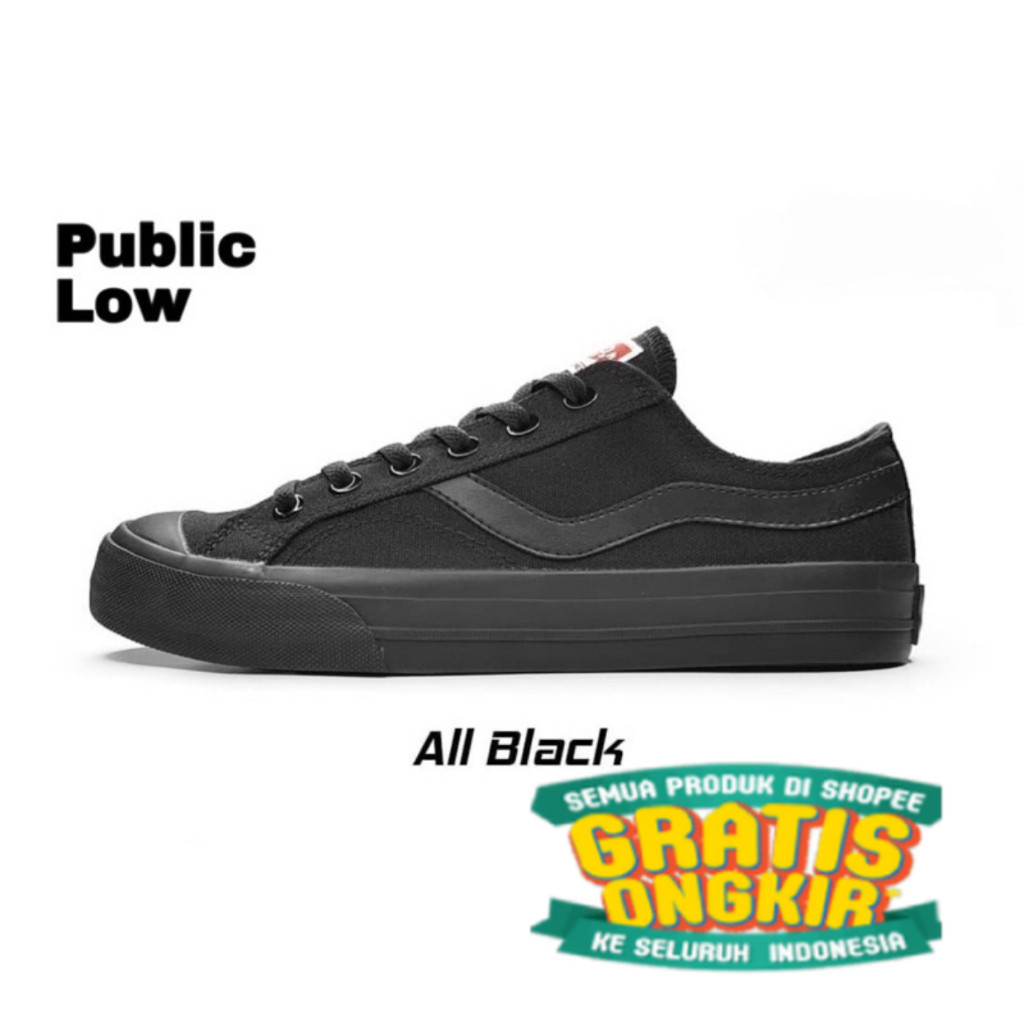 Sepatu Vantela Low All Black Pendek Full Hitam|sepatu full hitam|vantela hitam|sepatu hitam ventela|
