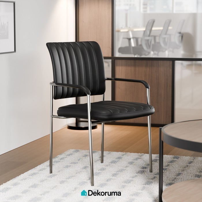 Dekoruma STAX Kursi Tamu Serbaguna / Stacking Chair / Kursi Kantor Faux Leather / Kursi Staff / Bang