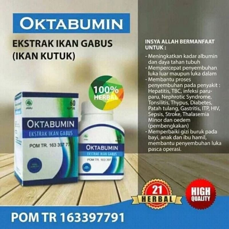 Oktabumin Ekstrak Ikan kutuk / Gabus 60 Kapsul