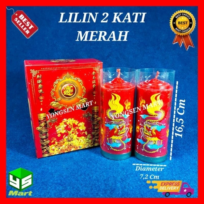 Lilin merah jumbo polos / lilin ibadah sembahyang 2 kati 2pcs